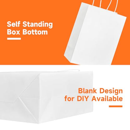 METAPRINT 50Pcs Small Paper Gift Bags with Handles, 5.8x3.2x8.25 Inch,White - color: White, size: 1 Count (Pack of 50)