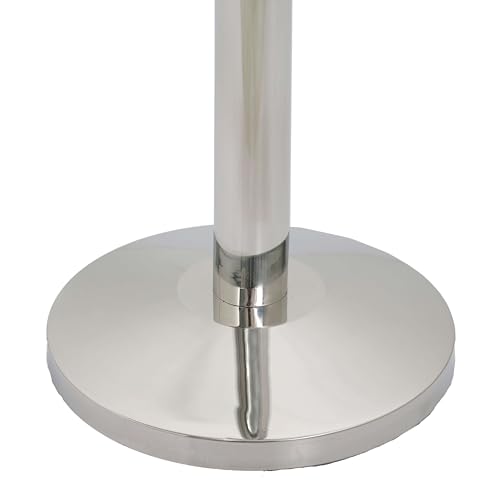 M&T Displays Crowd Control Stanchion Barriers Queue Post 37-inch High Safety Barrier Stands Line Dividers Retractable Belt 9.85'/118" Heavy Base Floor Standing (2-Pack) (Chrome-Blue) - color: Chrome-Blue