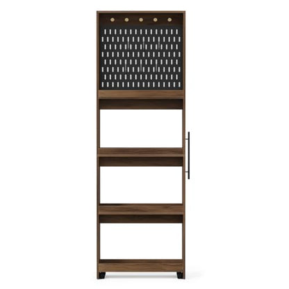 Pull Out Pantry Storage Cart Next to Fridge, Rolling Utility Cart on Wheels - color: Brown&black
