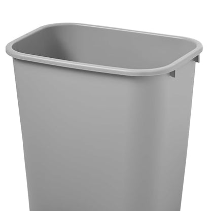 Rubbermaid 6 Pack 2955GRA Deskside Plastic Wastebasket, Rectangular, 3 1/2 gal, Gray