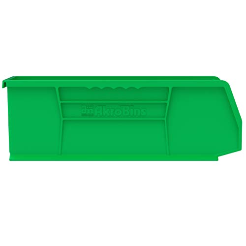 Akro-Mils 30234 AkroBins Plastic Storage Bins, 15"x5"x5", Green, 12-Pack - color: Green