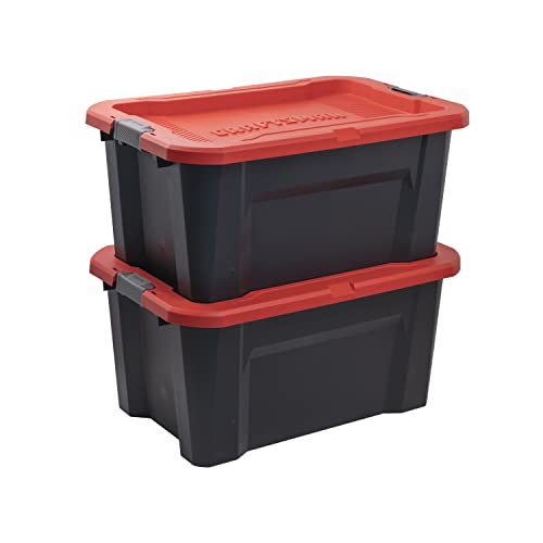 CX Craftsman 30-Gallon Heavy Duty Plastic Storage Bins with Lids, 2 Pack