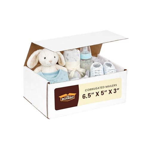 The Boxery Small White Shipping Boxes, 6.5x5x3-inch Corrugated Cardboard Mailer Box for Moving, Storage, Gifting, and Small Business, 50 Pack - size: 6.5"x5"x3"