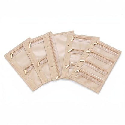 CASEGRACE Travel Jewelry Bag, Jewelry Storage Pouch, 5 Pcs Clear Zipper Velvet Jewelry Pouch Bag, Travel Jewelry Pockets for Women - color: 5 Pcs Bag