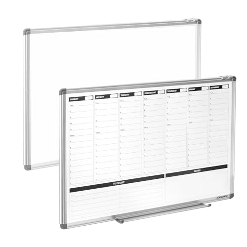 Large Weekly Dry Erase Board, Weekly Planner whiteboard with Hourly time Slots, Whiteboard Weekly Calendar for Schedule for wall 36" X 24" Double-Sided for Office, Home and School - size: 36"W x 24"H