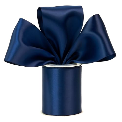 Navy Blue Double-Faced Satin Ribbon, 3 Inch x 10 Yards - color: Navy