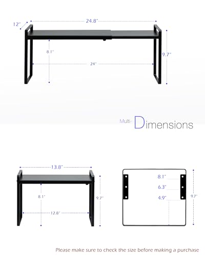 Nxconsu Cabinet Shelf Riser, Adjustable Cabinet Organizer, 12" Deep Black - color: Black, size: 12’’D * 13.8-24.8’’W * 9.7’’H