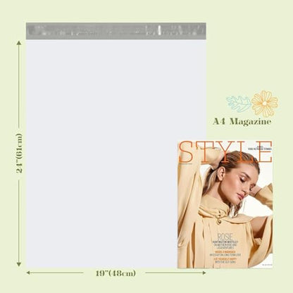 Fuxury Large Poly Mailers 19x24" 600 Pcs,Shipping Bags for Clothes,White - color: White, size: 19x24" 600pcs