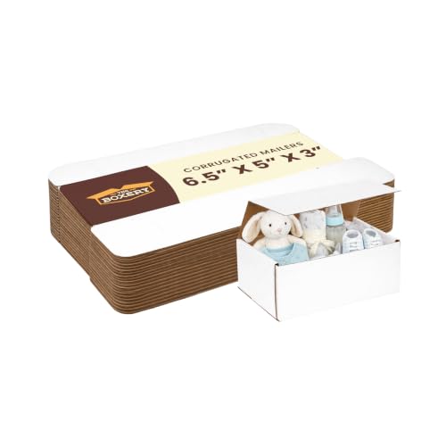The Boxery Corrugated Mailers White Tuck Shipping Boxes (6.5x5x3) - size: 6.5x5x3