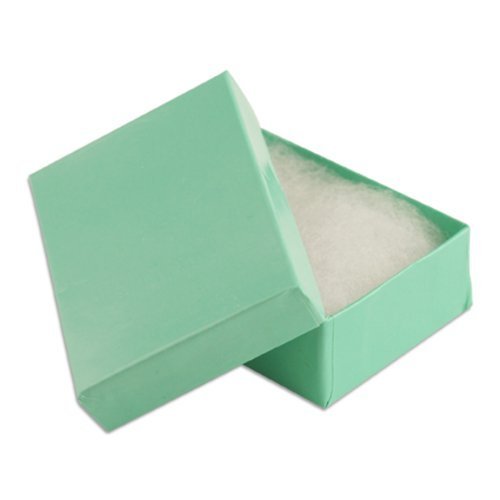 RJ Displays 20 Pack Cotton Filled Teal Blue Robin's Egg Color Paper Cardboard Jewelry Necklace Earrings Charms Pendants Collectibles Gift and Retail Boxes 3 X 2 X 1 Inches