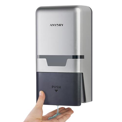 anydry Manual Liquid Soap Dispenser Wall Mount 27oz Large Capacity Silver - color: Silver