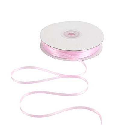HUIHUANG Pink Thin Double-Sided Satin Ribbon 1/8 inch Continous 100 Yards - color: Light Pink, size: 1/8 inch