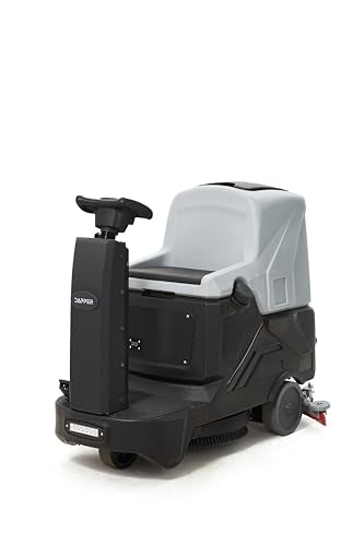 Battery Powered Ride-On Commercial Floor Scrubber Machine, 22" Brush, 31.5" Squeegee Width, 19 gal Solution Tank, 20 gal Recovery Tank, 5 hr Use 7 hr Charge, 200 RPM, 48,400 Sqft/H, Batteries Included - size: 22"