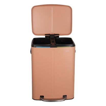 happimess Marco 10.6 Gal Double Bucket Step Trash Can, Clay Rose - color: Clay Rose