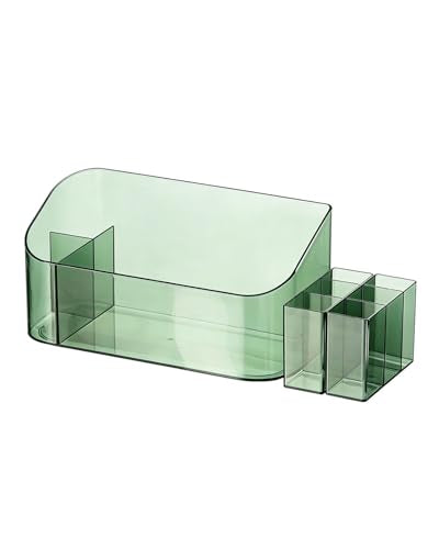 Makeup Tray Holder Organizer Cosmetic Display Case Tabletop Desktop Vanity Countertop Bathroom Wall Cabinet Medicine Storage Box 9 Dividers 2 Removable Women Ladies Girls Gifts Crystal Green 1 PACK - color: Crystal Green