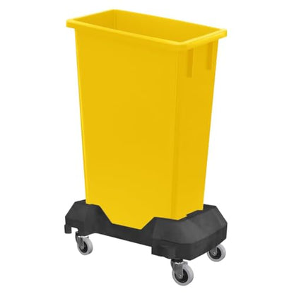 Yellow 23 Gallon Slim Recycle Container with Dolly, Wheeled Commercial Trash Can, Heavy-Duty Rolling Waste Bin, Durable Plastic Garbage Can for Kitchens, Homes, Restaurants, Offices - color: Yellow, size: with Dolly
