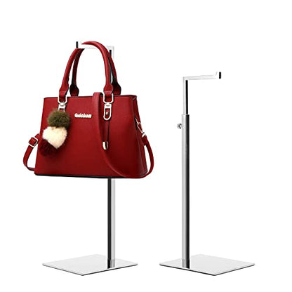 2 Pack Handbag Display Stands, Silver Purse Holder Display Stands, Adjustable Height Stainless Steel Hanger Rack for Retail Closet Vendors Display Luxury Bag Handbags Jewelry - color: Silver