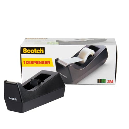 Scotch Desktop Tape Dispenser, Black, 2.7 in. x 2.7 in. x 6.4 in., 1 Tape Dispenser, Polystyrene (PS) - size: 1-Pack