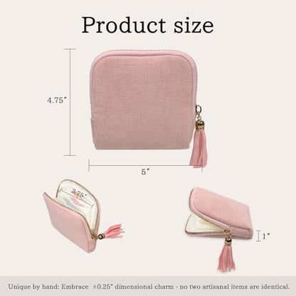 Stratalife Small Travel Jewelry Case, Velvet Storgae Pouch - color: Light Pink