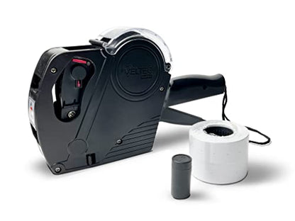Veltec Price Gun Starter 1-Line, 8 Digits – Includes 2000 White Labels, 1 Inker and Starter Labels Preloaded, and Extra Ink Roller