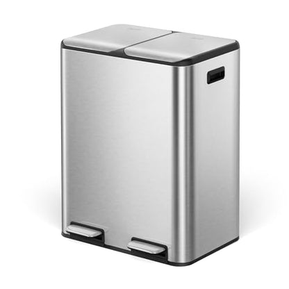 Cesun 8 + 8 Gallon Dual Compartment Kitchen Trash & Recycle Bin Combo