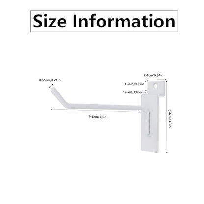 4" Slatwall Hooks, White, 25pcs, Slat Wall Hanging Display Hooks - color: White, size: 4 Inch