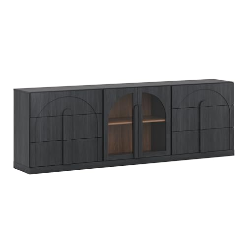 BELLEZE Bijou 3-Piece Modular Sideboard Buffet Cabinet - Ebony - color: Bijou Ebony Acc