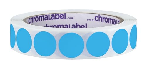 ChromaLabel Removable Light Blue Dot Stickers, 3/4 Inch, 1000/Roll - color: Light Blue, size: 3/4"