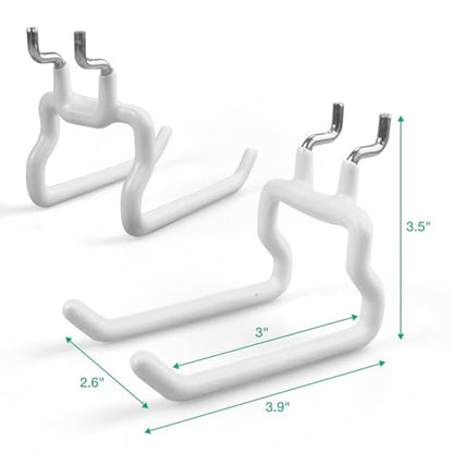 Pegboard Hooks, 8 Pack Peg Board Tool Utility Hooks & Hangers (White) - color: White