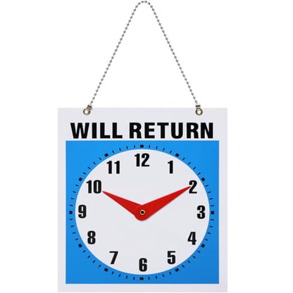 NUOBESTY Sign Double Sided Open/Will Return Sign with Clock Hands,7.4 × 8.6