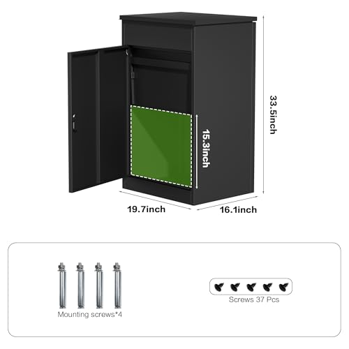 Package Delivery Boxes for Outside, Large Mailbox for Parcel 19.7”x16.1x”33.5”, Anti-Theft Parcel Mailbox with Coded Lock, Wall Mounted Waterproof Home Parcel Box for Porch Yard, Galvanized Steel - size: 19.7”x16.1”x33.5”