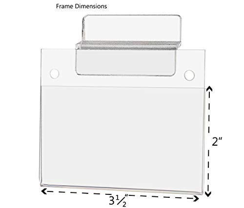 Slatwall Sign Holder for 3.5" x 2" Horizontal Product Labels Business Cards or Stickers Clear Acrylic for Retail Stores Supermarkets and Pharmacies by Marketing Holders