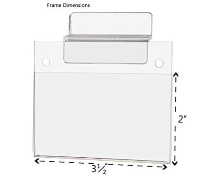 Slatwall Sign Holder for 3.5" x 2" Horizontal Product Labels Business Cards or Stickers Clear Acrylic for Retail Stores Supermarkets and Pharmacies by Marketing Holders