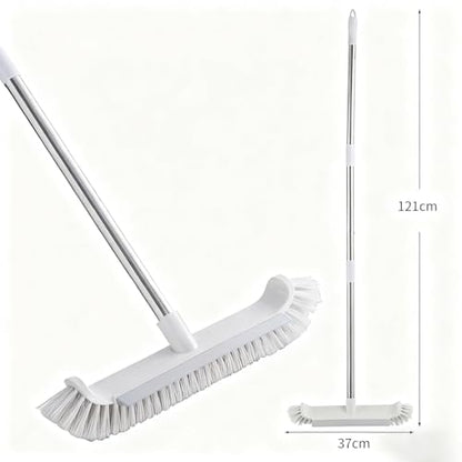 Extra Wide Pool & Deck Brush with Reinforced Aluminum Back, Heavy Duty Scrub Brush for Spa Patio Tile & Shallow Pool, 41" Handle Included, Curved Edges & Rubber Scraper, Screw-On Pole Connection - color: Gray