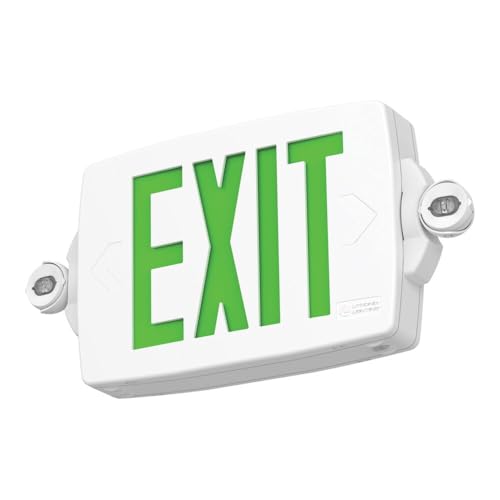 Lithonia Lighting Quantum LED Exit Sign Emergency Light Combo, Exit Sign and Emergency Lights, 2-Head Fixture, Red/Green Selectable Letters, High Output Battery, White (LHQM S W RG MVOLT HO M6) - color: Red/Green Selectable - White, size: 16.5" | Sign & R