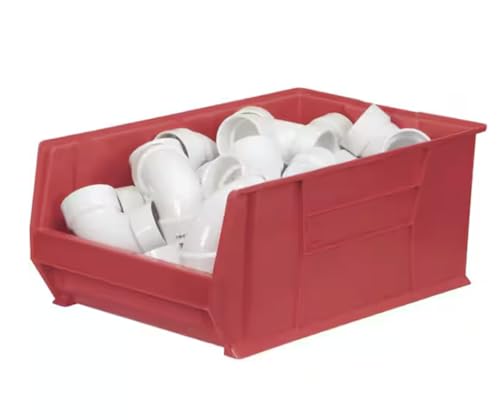 Red Stackable Storage Bin, Plastic Organizer (1-Pack) IN12107