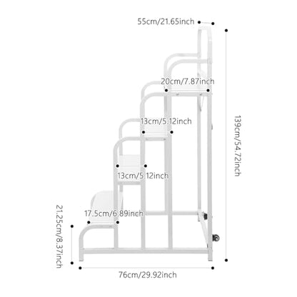 4 Step Stairs with Wheels and Handrails, 330LBs Capacity Industrial & Warehouse 4-Step Rolling Stairs with Stair Edge Protector, for Warehouse Camper Motor Home Pool and Porch