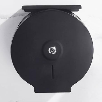 Commercial Jumbo Toilet Paper Dispenser with Shelf, Black Stainless Steel Toilet Paper Holder Wall Mount, 9 Inch Bathroom Tissue Roll Dispenser with Lock Key - color: Black With Shelf