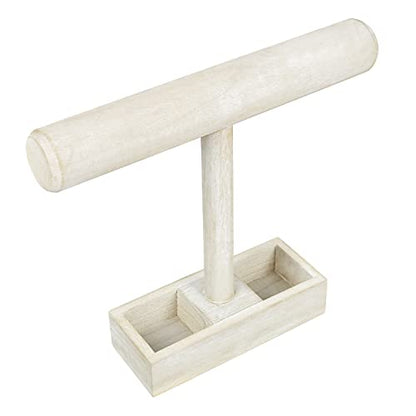 MOOCA 2pcs Wooden Jewelry Display Bracelet Holder Display, 2 Compartment Tray - color: 8) Wash White, w/Tray-2pc