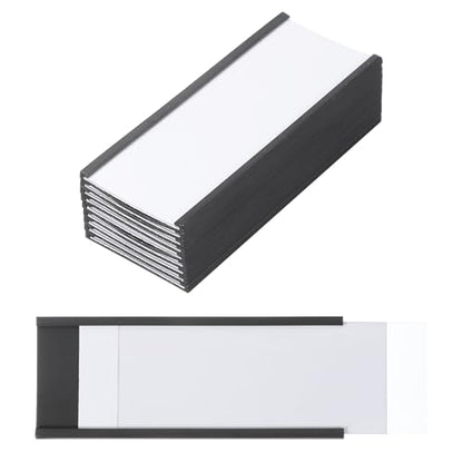 MECCANIXITY Magnetic Label Holders 3.94"x1.57" C Channel Rubber Magnetic with Clear Protectors & Paper for Metal Shelves Organize, Office File Cabinets Pack of 10 - size: 3.94"x1.57"