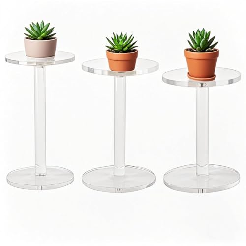 3 Pack 4 " Dia Acrylic Display Riser Jewelry Watches Round Pedestal Flower- Stand Small Figure Holder for Kitchen, Dining Room, Living Room Furniture