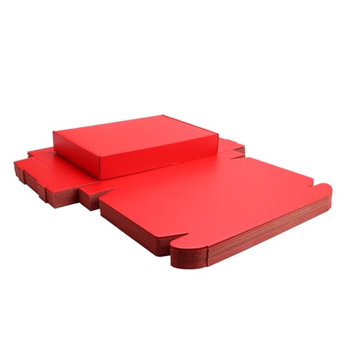 Red Shipping Packaging Boxes Mailers E-Commerce Packing 20Pcs13×9×2 Inch - color: Red