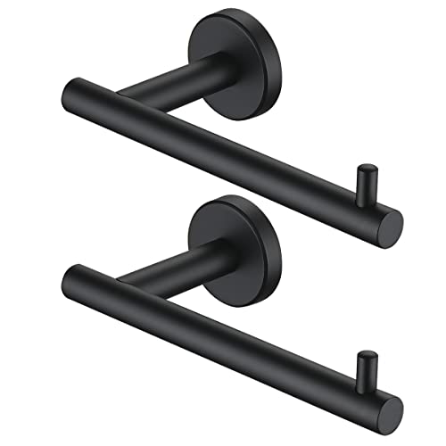 JQK Black Toilet Paper Holder, 5 Inch 304 Stainless Steel Thick 0.8mm Tissue Paper Dispenser, Matte Black Wall Mount 2 Pack, TPH100-PB-P2 - color: Black, size: Bar(2 Pack)