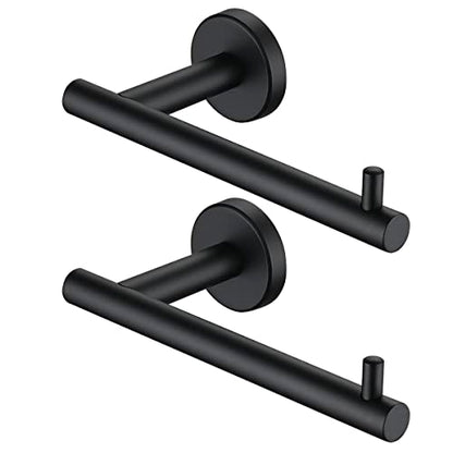 JQK Black Toilet Paper Holder, 5 Inch 304 Stainless Steel Thick 0.8mm Tissue Paper Dispenser, Matte Black Wall Mount 2 Pack, TPH100-PB-P2 - color: Black, size: Bar(2 Pack)