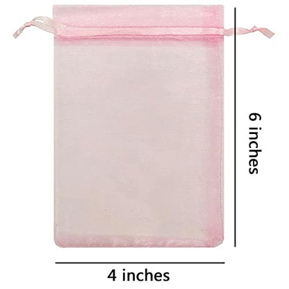 Sheer Organza Mesh Drawstring Gift Bags Reusable 100pcs 4x6 Inch Pink - color: Pink 4x6in 100pc
