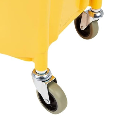 Amazon Basics Floor Cleaning Rectangular Mop Bucket with Sturdy Down Press Wringer Combo, 35-Quart, Yellow