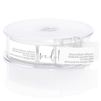 We Do! Rolled Address Labels / 250 Personalized Return Address Labels/Designer Address Stickers in Elegant Plastic Dispenser - size: 250 Labels, style: We Do