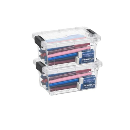 Superio 1.85 Quart Clear Plastic Storage Boxes with Lids, Stackable Organizer Containers, BPA-Free Storage Bins for Home, Office, School & Dorm, 2 Pack - size: 1.85 Quart