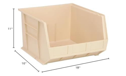 Quantum Storage QUS270 Ultra Stack and Hang Bins - 18" x 16-1/2" x 11" - 3 Pack - color: Ivory