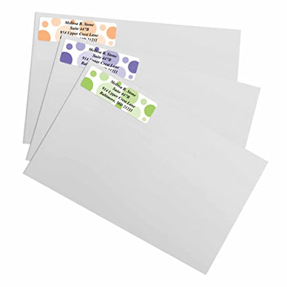 Bright Graphic Dots Designer Assorted Name & Address Labels with Elegant Plastic Dispenser - size: 250 Labels, style: Graphic Dots